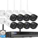 Hiseeu Wireless Security Camera System Outdoor, 5MP WiFi Camera for Home, 16CH WiFi-Pro 8 Cam-Kit, 2-Way Audio, Color Night Vision, IP66 Waterproof, 3TB Storage, 24/7 Recording, No Monthly Fees