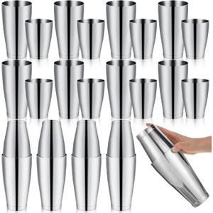 Zhehao 24 Pcs Silver Cocktail Shaker Professional Bar Boston Shaker Set Stainless Steel Martini Shake Drink Mixer Basic Tool Weighted Shake Metal Can Bartending Tins for Beginner, 12 Pcs 18oz, 12 Pcs 28oz