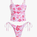 seamoly Women’s Cute Tankini Set Gingham Two Piece Swimsuits with Bow Back Tie Side Bottom. Size M