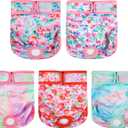 wegreeco Female Dog Diapers, Washable Reusable Pet Puppy Doggie Diapers for Small Medium Large Female Dogs in Heat Period, Doggy Period Panties Large, Blossoms (Large (Pack of 5))