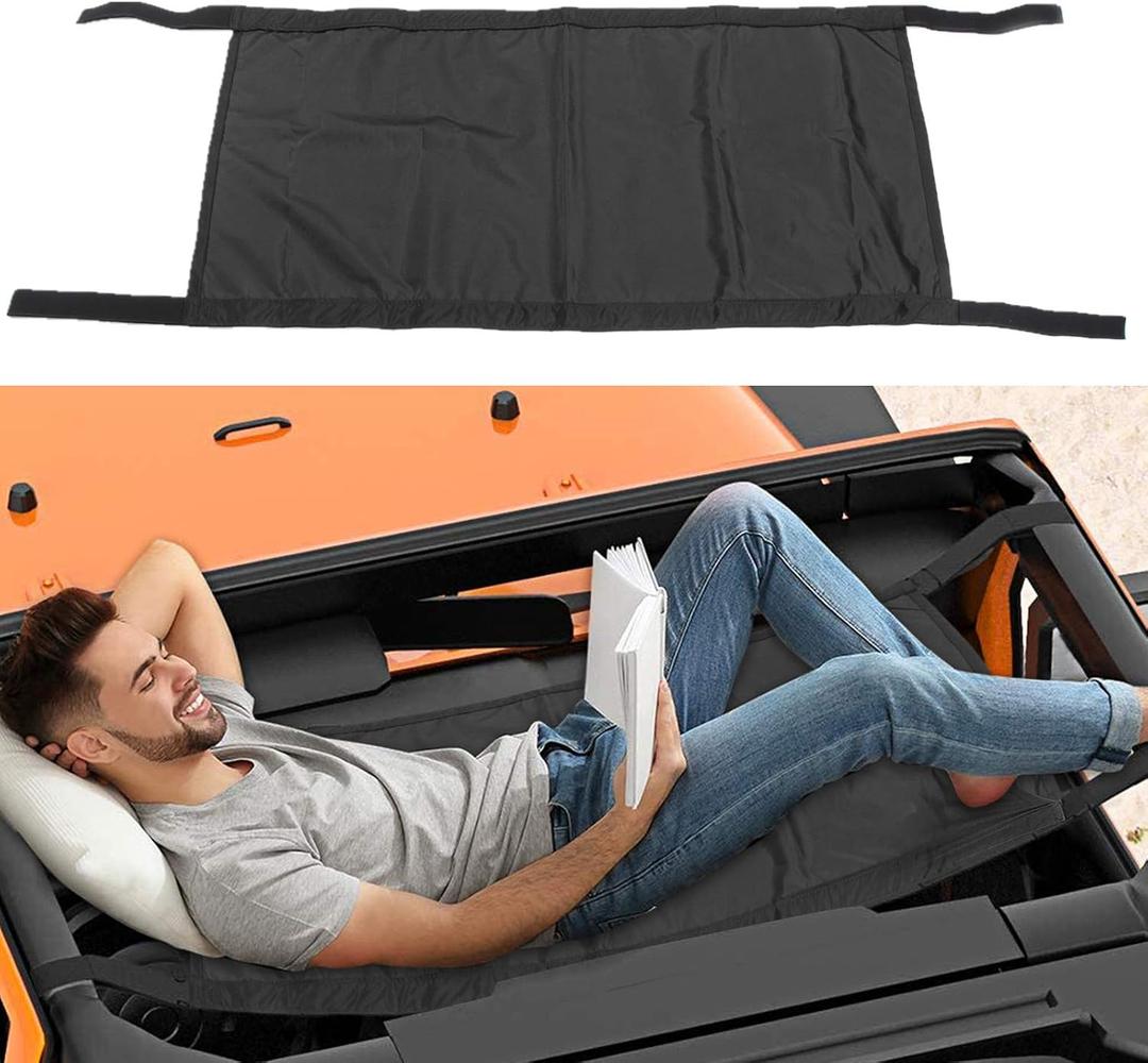 for Jeep Sunshade Hammock Roof Top - Fit for Jeep Wrangler YJ/TJ/JK/JL (1987-2024) & Gladiator JT, 2-Door & 4-Door Mesh Shade Cover UV Protection & Quick-Install Design Black