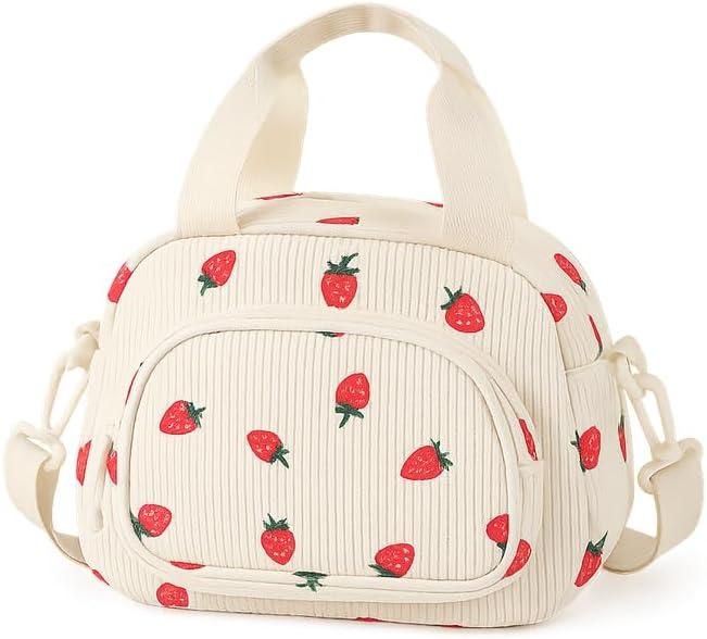 Insulated Lunch Box For Girls Small Lunch Bag Adult Women Work Kawaii Tote For Teen School Cute Compact Lunch Pail Keep Warm Lunch Pale For Ladies Teacher (00 Strawberry)