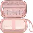 Elonbo Carrying Case for Liene 2x3 Photo Printer, Portable Mini Color Instant Print Digital Camera Hard Travel Bag, Smartphone Picture Printer Storage Holder, Mesh Pocket Fits Photo Paper Cable,Pink+