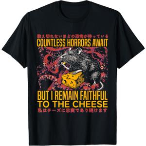 I Remain Faithful to The Cheese Vintage Japanese Rat Lover T-Shirt, L