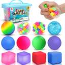 Stress Balls Fidget Sensory Toys: 12 Pack Squishy Stress Balls for Kids 3-12 - Hand Therapy Sensory Ball with Anxiety Pressure Relief - Squeeze Stress Toys Bulk - Classroom Prize Gift for Student