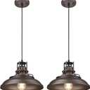 FEMILA Industrial Pendant Lights Fixture,2 Pack Farmhouse Hanging Lights for Kitchen Island,12" Oil Rubbed Bronze Finish, 4FY15-MP-2PK ORB