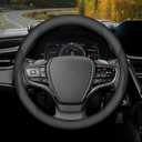 Steering Wheel Cover Universal Standard Size 14.5-15 inch, Non-Folding Packaging, Microfiber Leather, Anti-Slip, Soft Grip, Sporty Design, Fits for Cars SUVs Trucks, Black