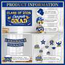 Graduation Decorations 2026 Blue and Gold Graduation Party Decor Set include Congrats Grad Banner Backdrop Class of 2026 Balloons Party Supplies