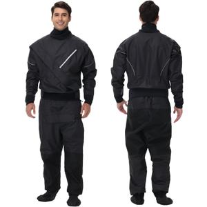 Dry Suits for Men,Front Zip for Sailing,Kayaking,Paddling with Reinforced Knees and Seat,Waterproof and Breathable (Medium, Black)