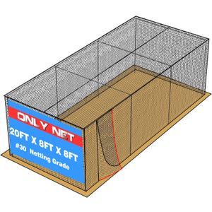 Batting Cage Netting 20FT, 35FT, 40FT, 55FT, 70FT, #30 Enclosed PE | Batting Cage Net Only, 20X8X8FT, 35X12X12FT, 40X12X12FT, 55X12X12FT, 70X12X12FT