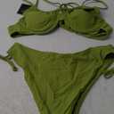 ZAFUL Women's 2 Piece Tie Front Bikini Set Underwire Swimsuit Lace Up Back Cheeky Bathing Suit (Large, 0468-lightgreen)