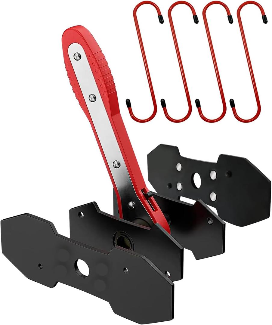 Brake Caliper Compression Tool with Extra 2PCS Large Plates 1.57"-2.95" for Disc Brake Pad Spreader,Caliper Piston Compressor Tool with 4 Brake Caliper Hanger Hooks,Car Brake Repair Tool Red