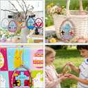 40 Pcs Easter Wooden Ornament Craft, DIY Wooden Eggs Ornaments Craft Kit for Kids Make Your Own Christian Religious Easter Egg Set with Pens and Gem Sticker Party Supplies