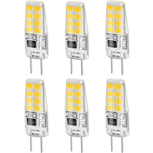 LEKE G8 LED Bulb - Warm White, 3W, Dimmable, Equivalent to 20W-25W Halogen, 3000k, AC 110v/120v/130v (6 Pack)