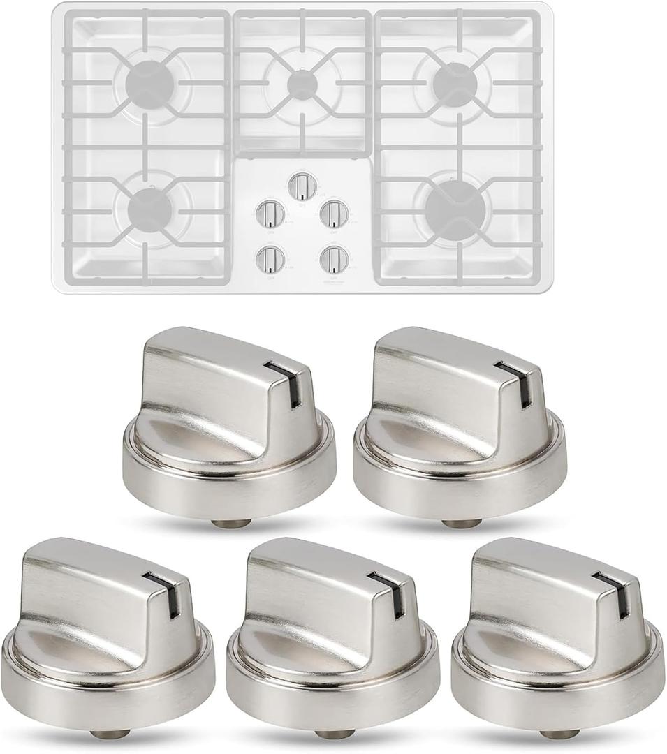5Pcs Upgraded WB03X29300 Gas Stove Knobs for GE Range Surface Burner Knob, Gas Range Knobs Replacements for JGP3030SL1SS JGP3030SL2SS Cooktop Knob Replace for GE Part Number AP6301265 4585904