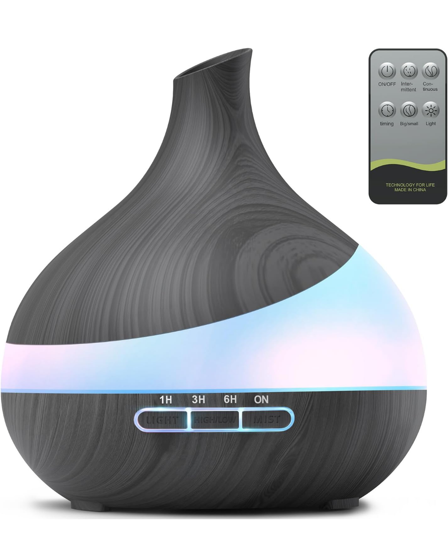 HJTHJT 500ML Essential Oil Diffuser: Aroma Diffuser with Remote Control for Hotel Spa Yoga Room - Humidifiers for Bedroom with 14 Colors LED Night Light for Kids/Women Home Relaxation