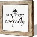 Set of 5 Pack, But First Cafecito Sign, Coffee Wood Sign, Wooden Box Signs for Home Decor, Funny Cute Coffee Decor, Tabletop Shelf Counter Decor, Office Coffee Bar Corner Shop Cafe Decoration, Coffee Lover Gift
