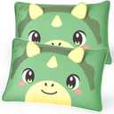 Toddler Pillowcase for 13x18 Pillow, 2 Pack Cute Toddler Pillow Case Soft Baby Toddler Pillow Cover for Boys Girls Travel Pillowcase with Envelope Closure,Green