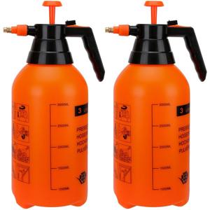 Handheld Garden Pump Sprayer 2 Pack 0.8 Gal 3 Liter, Manual Water Spray Bottle with Brass Adjustable Nozzle for Lawn Care, Flowers, Indoor Outdoor Plants, Home & Patio Cleaning, Oranage