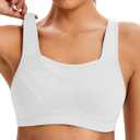 ZeroBound Women's Sports Bra High Impact Large Bust Full Coverage Workout Bras Adjustable Wirefree NO Padded Bra (White, L)
