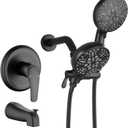 Tub and Shower Faucet Set Complete Dual Shower Head and Handheld 2 in 1 Combo Set Shower System with Tub Spout Tub and Shower Trim Kit Matte Black