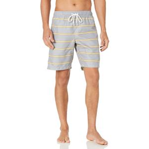 3 x Amazon Essentials Mens 9" Swim Trunks with Mesh Lining, Pockets, Drawstring Closure (X-Small, Grey Stripe)
