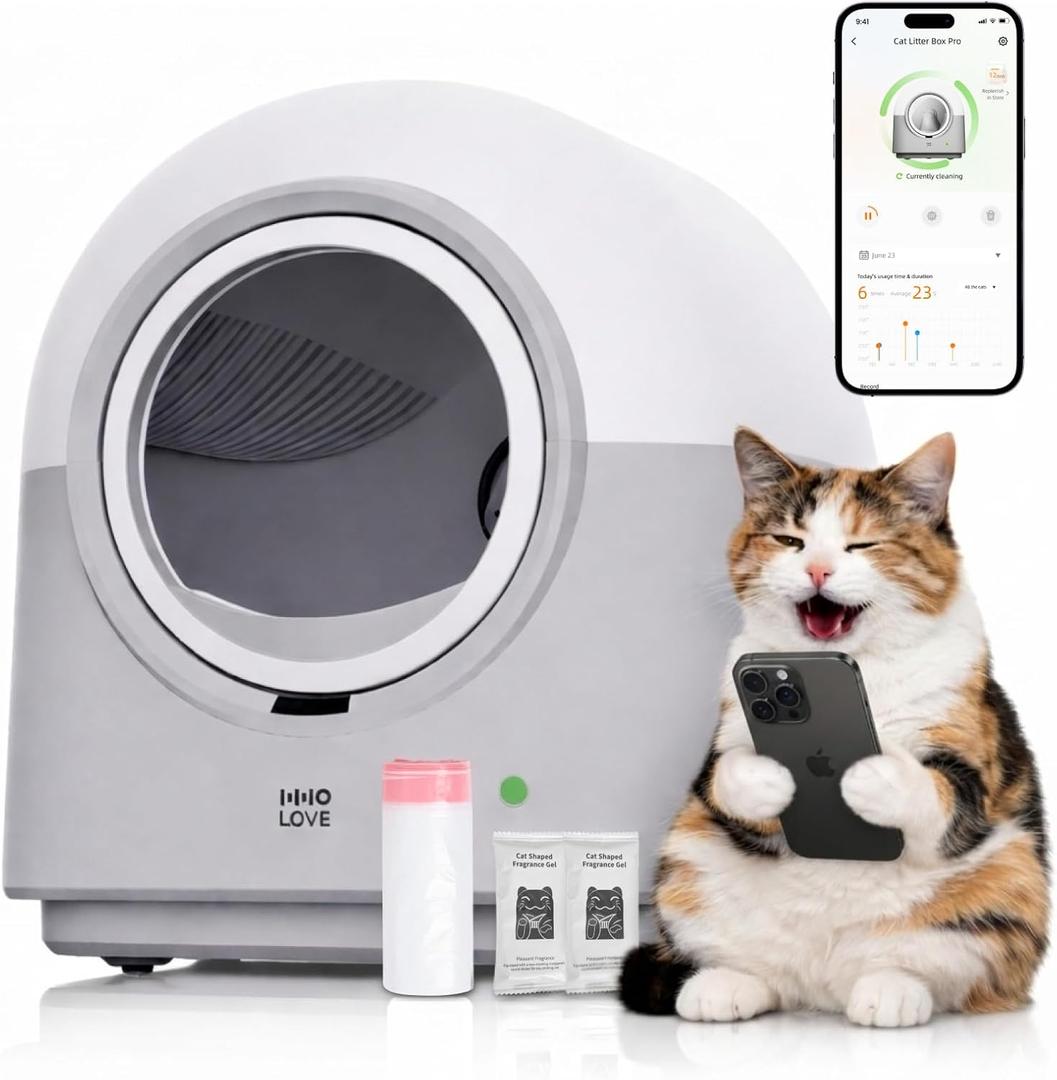 HHOLOVE Self Cleaning Litter Box Automatic with Safety Sensors, Odor Control, Real-Time Health & Weight Monitor, Ultra-Quiet, 60L Large Capacity for Multiple Cats, 2026 Version