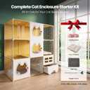 3 Tier Indoor Cat Cage with Litter Box, Cat Enclosure Clear Window