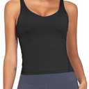 Dragon Fit Women's Padded Workout Tank Tops Fitted Wirefree Longline Sports Bra for Gym Yoga Black M