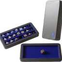 Forged Dice Co. Reliquary Standard Divided Dice Case with Dice Tray for Polyhedral Dice Sets - 21 Felt-Lined Chambers - Magnetic Lid Closure - Metal Dice Storage Box - Blue