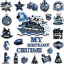My Birthday Cruise Door Magnets Decorations, Blue Black Silver Happy Birthday Cruise Ship Door Decor Magnetic for Women Men Girls Boys Anniversary Party Supplies Door Refrigerator Fridge Car Kitchen