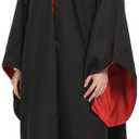 Black Red Wizard Robe with Hood, Halloween Costume for Teens and Adult, Dress Up Cosplay for Men and Women (Large)