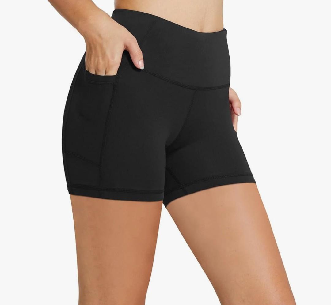 baleaf Women's 5" Biker Shorts High Waist Yoga Workout Gym Running Volleyball Spandex Shorts with Pockets XXL
