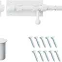 Barrel Bolt Latch, Slide Bolt Gate Latch, 6.3 Inch White Slide Lock with Padlock Hole, Solid 304 Stainless Steel Heavy Duty Hardware for Wooden Fence Gates Interior Door Barn Door Window