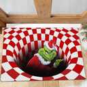 Room Decoration Doormat,3D Illusion Floor Mat Non-Slip Door Mats (Red, 50x80 CM) (1'3" x 2'7" (Rectangular))