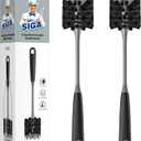 MR.SIGA Long Handle Bottle Brush, Flexible Scrub Brush for Water Bottles, Glasswares, Mugs, Black, 2 Pack