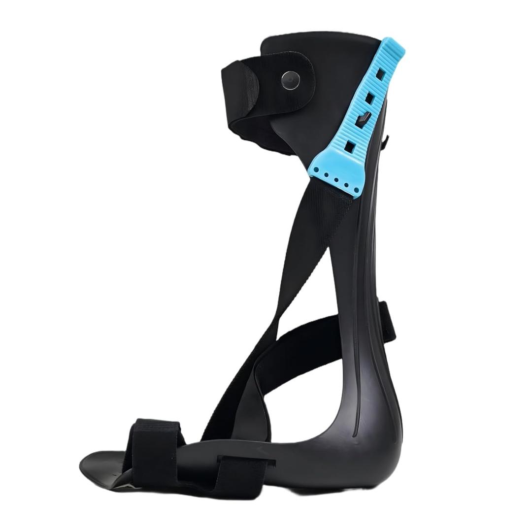 Komzer AFO Drop Foot Brace - Lightweight Ankle Foot Orthosis Support for Rehabilitation, Adjustable Design for Stroke, Nerve Damage & Daily Mobility (XL/Right) (Black)