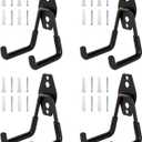 4 Pack Garage Hooks, Garage Tool Organizer Wall Mount, Heavy Duty for Utility Organizer, Steel Utility Garage Hooks for Ladders, Garden Tools, Bike