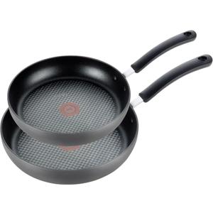 T-fal Ultimate Hard Anodized Nonstick Fry Pan Set 2 Piece, 10, 12 Inch, Oven Broiler Safe 400F, Cookware, Pots and Pans Set Non Stick, Kitchen Frying Pans, Cooking Skillets, Dishwasher Safe, Grey