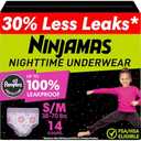 Ninjamas Girls Bedwetting Nighttime Underwear - Size S/M (38-70 lbs), 14 Count, Overnight Protection, Ultra Absorbent, Hypoallergenic