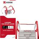 Kidde Fire Escape Ladder, 3-Story Rope Ladder, Extends to 25-Feet, Anti-Slip Rungs