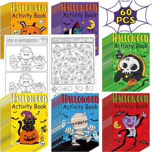 60 Pcs Halloween Activity Books for Kids Mini Challenging Activities Fun and Games Include Mazes, Word Search, Word Scramble, and More for Halloween Party Gifts Bag Stuffers