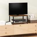 Furinno TURN-N-TUBE TV Riser Stand, 2-Tier Small Elevated No Tools TV Stand, TV Console for TV up to 32 inch, 15.8 x 23.8 x 11, for Living Room, Bedroom, Amber Pine
