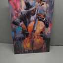 CXHOSTENT Black Jazz Canvas Wall Art Abstract Black Music Painting Prints African American Picture Musical Instruments Artwork for Men Room Decor Framed (Black, 16.00" x 24.00")