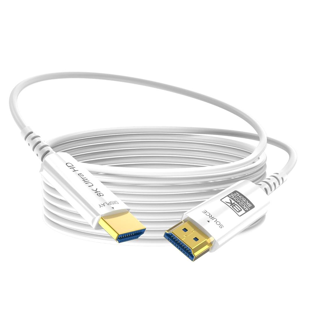 DGHUMEN 8K Fiber Optic HDMI Cable 50 FT, 8K@60Hz 4K@240Hz, Thin Extra Long HDMI Cable 48Gbps Ultra High Speed, Dynamic HDR, eARC, HDCP 2.2&2.3, 3D, Compatible for PS4/5/Xbox/TV/Laptop/Monitor