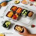 Snackle Box Container, Stainless Steel Divided Serving Tray with Lid and Handle, 8 Compartment Portable Snack Platters - Clear Storage Organizer for Fruit Candy Nuts Veggie - Perfect for Travel Party