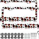 HCSS Red Leopard Print License Plate Frames - 2 Pack Cheetah Heart Print License Plate Holder, Aluminum Metal Rust-Proof Waterproof Car Decorative Tag Frame for Standard US 12x6 Inch
