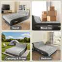 Queen Air Mattress with Headboard, Built-in USB Rechargeable Pump for Quick Inflation, 18" Raised Portable Blow up Mattress with Plush Dutch Velvet for Home, Guests, Camping, Black Grey