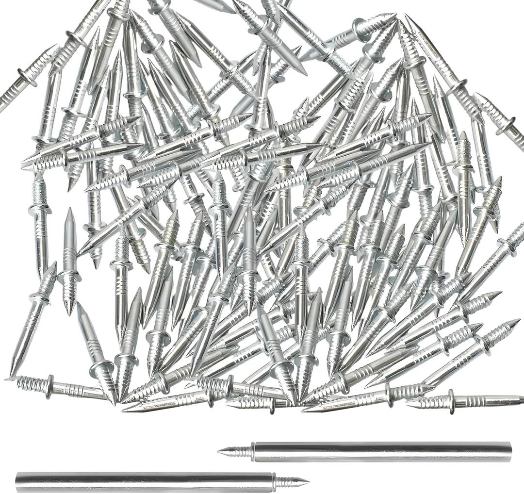 200PCS Double-Head Skirting Thread Nail, Invisible Screws & Specific Sleeve Tool, Hidden Nails for Trim, Double Sided Nails for Seamless Skirting Thread with Solid Wood Baseboard