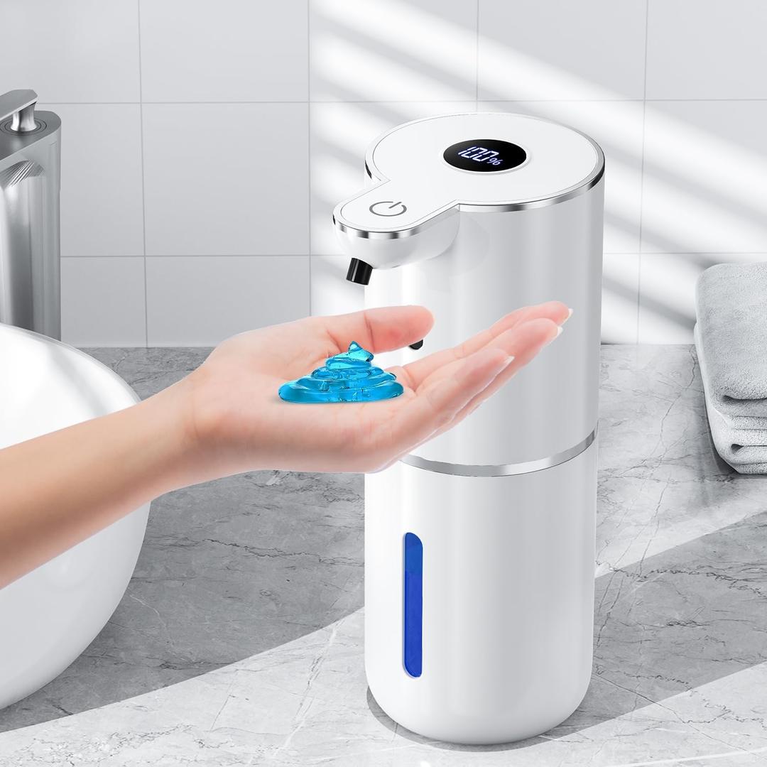 Automatic Soap Dispenser with Smart Digital Display, Touchless Rechargeable Hand & Dish Liquid Soap Dispenser for Kitchen & Bathroom - 6 Adjustable Level, Wall Mounted, 380ml IPX5 Waterproof